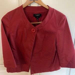 Talbots Size 6 Stretch One Button Blazer Cotton Canvas Red 3/4 Sleeve Casual